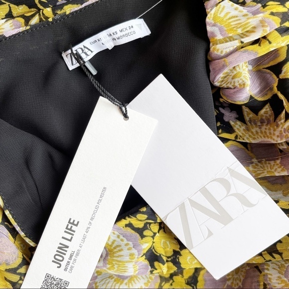 ZARA NWT One Shoulder Ruched Mini Dress Size XS in Floral Multi Print - Picture 13 of 14